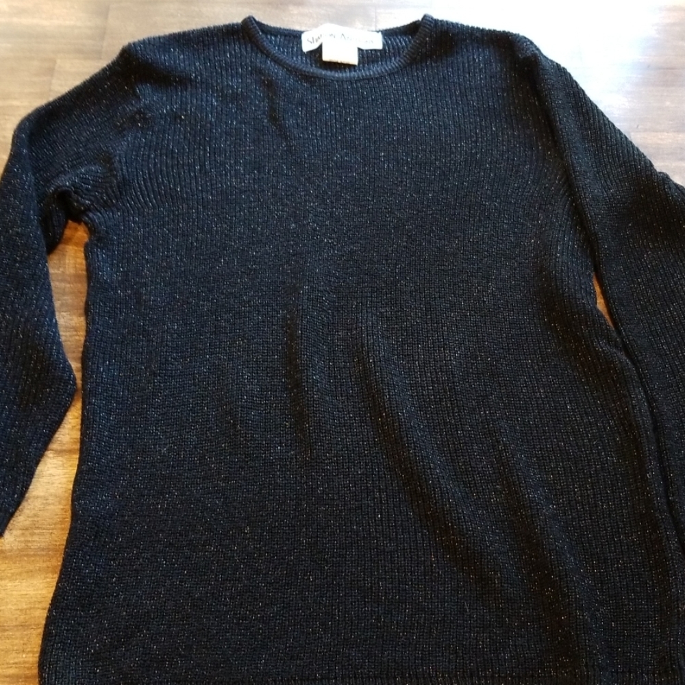 Vintage Black Sweater with Silver Metallic
